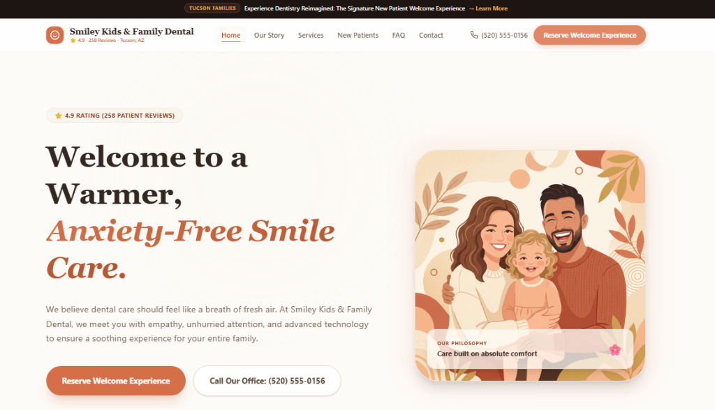 Smiley Kids & Family Dental Home Page Screenshot